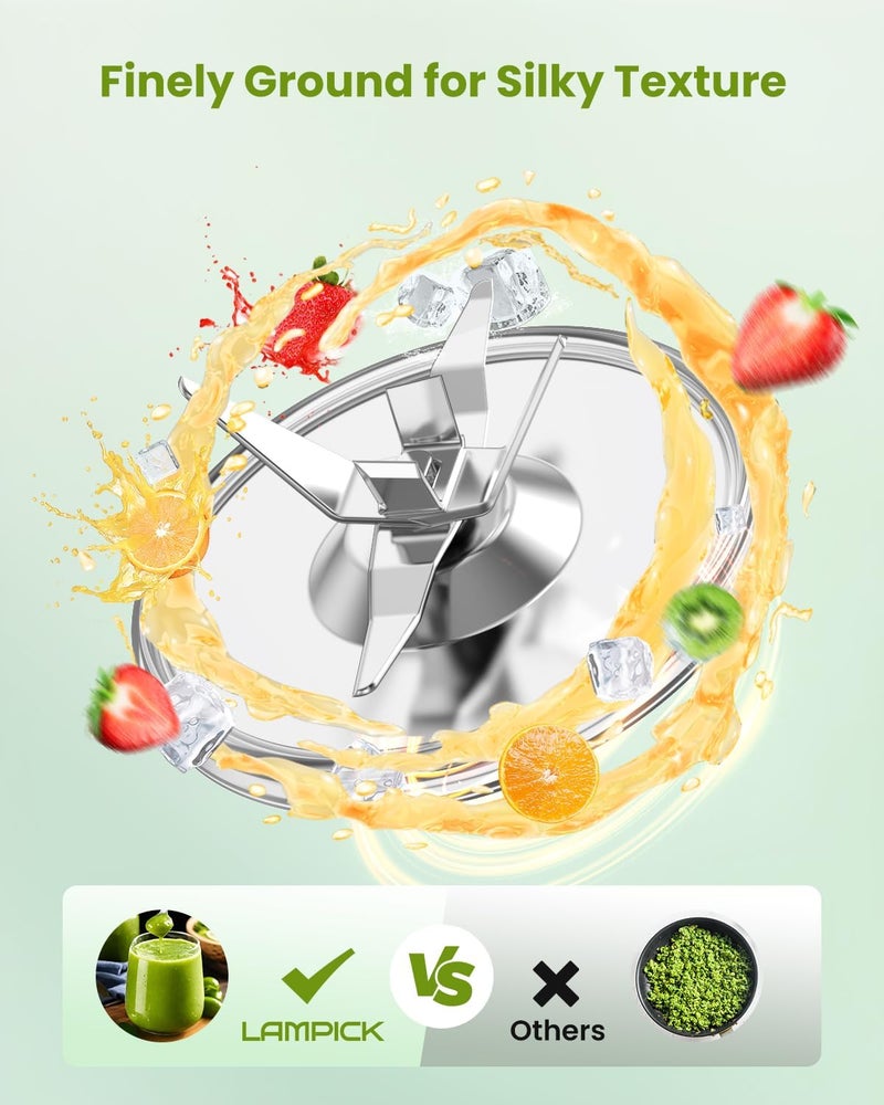 LAMPICK Blenders for Smoothie, 900W Personal Blender for Shakes and Smoothies with 2 * 22oz BPA Free Portable Cups, Small Juicer for Protein Shake, Baby Food, Frozen Drink - Image 3